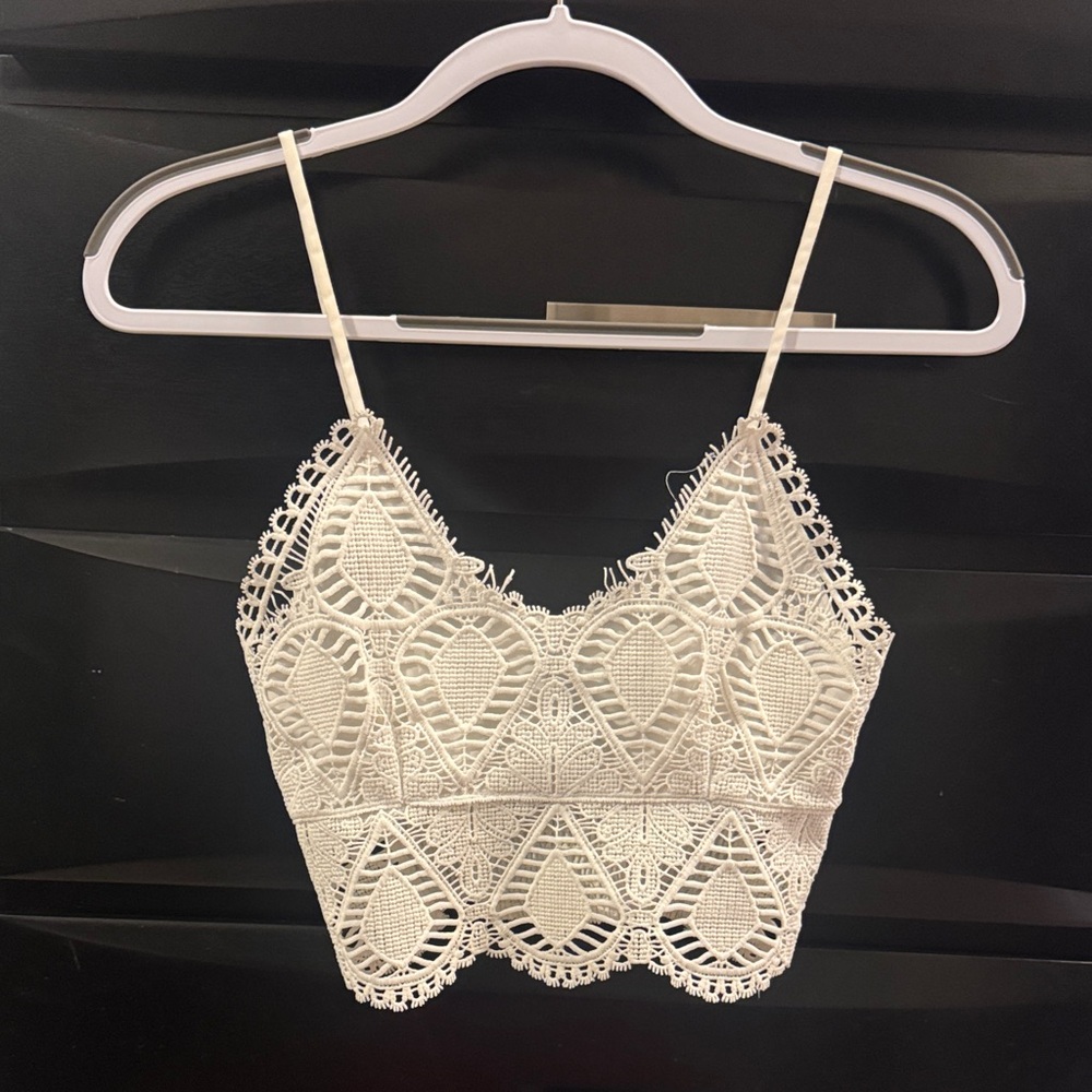 Say What? White Lace Detail Top